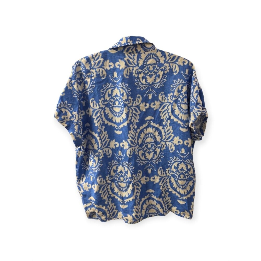 Staccato Blue and White Floral Print Button Front Blouse Size M - Picture 5 of 5
